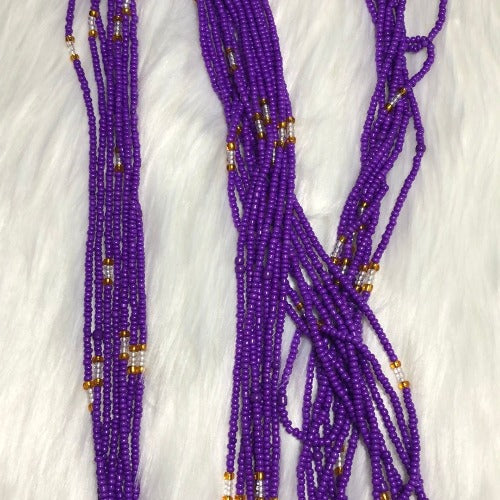 Purple Gold Waist Beads Set 32-34 / Elastic