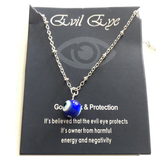 Silver Evil Eye protection necklace