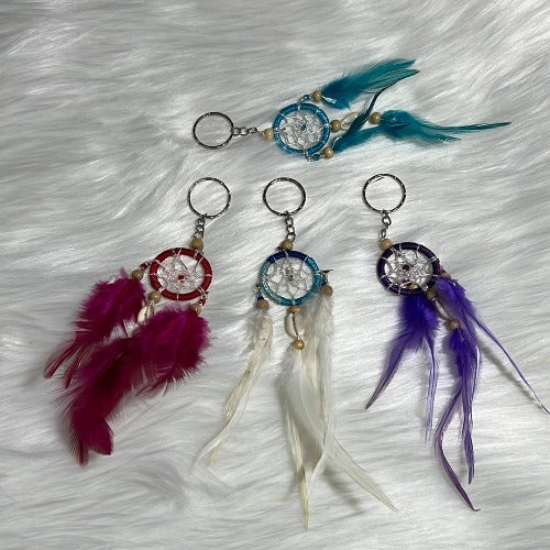 Dream catcher keychain with feather
