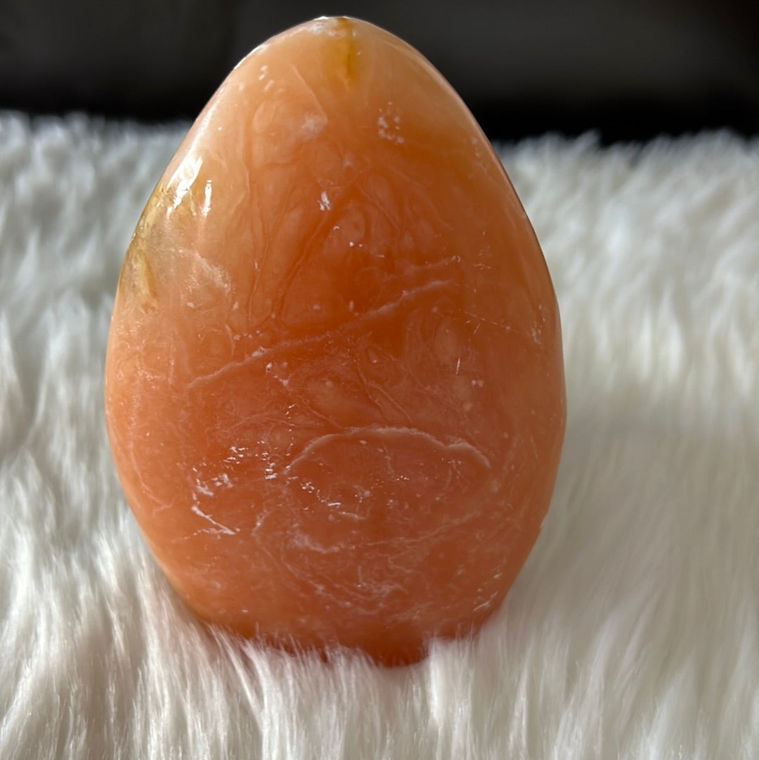 Orange Calcite crystal - Polished
