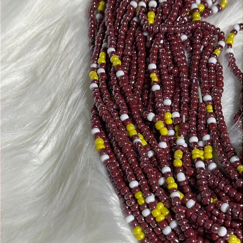 red yellow white belly beads