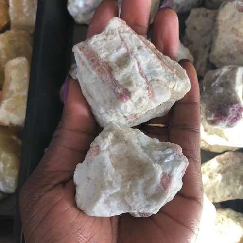 pink raw stones for collections
