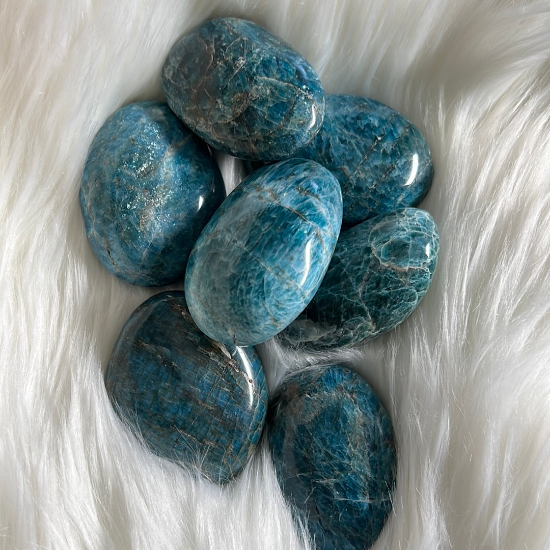 blue apatite palm stones
