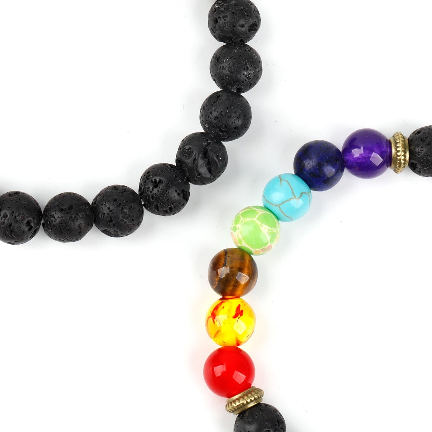 7 Chakras Healing Bracelet | Black Lava beads | Oil diffuser bracelet