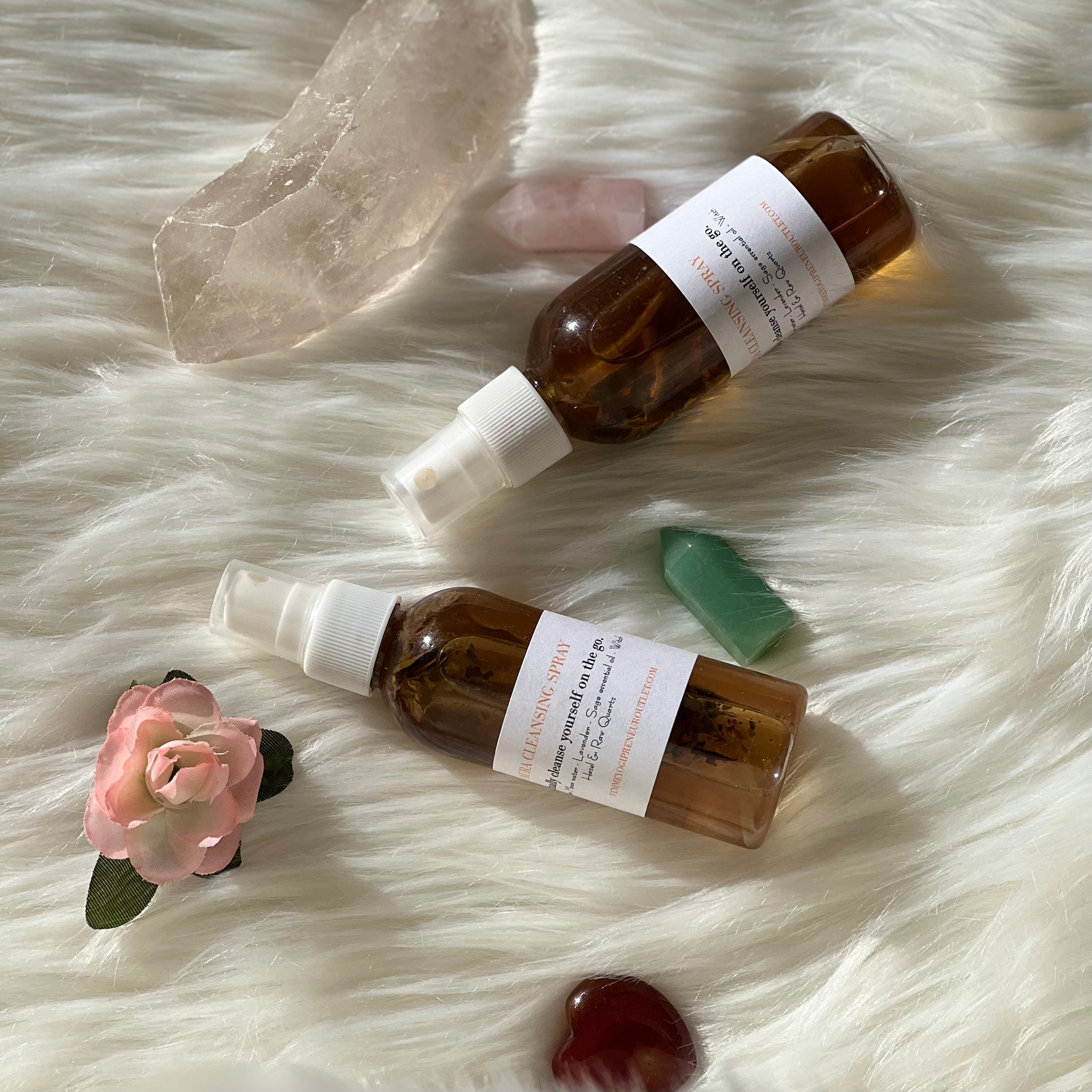 Aura cleansing spray infused with Quartz