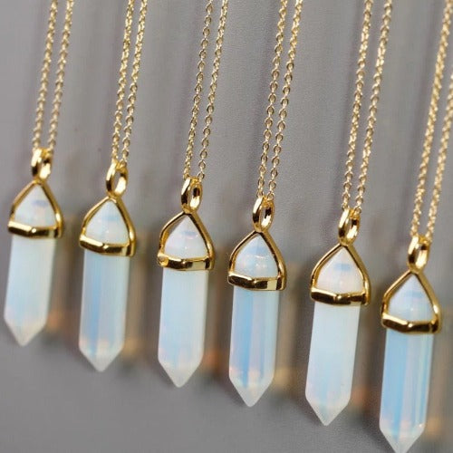 Classic Opalite necklace- Hexagon point gemstone pendant