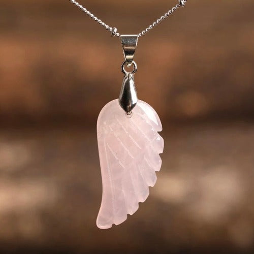 Angel Wing Crystal Necklace-Gemstone silver necklace