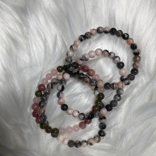 Pink Zebra Jasper Bracelet - Gemstone beads bracelet