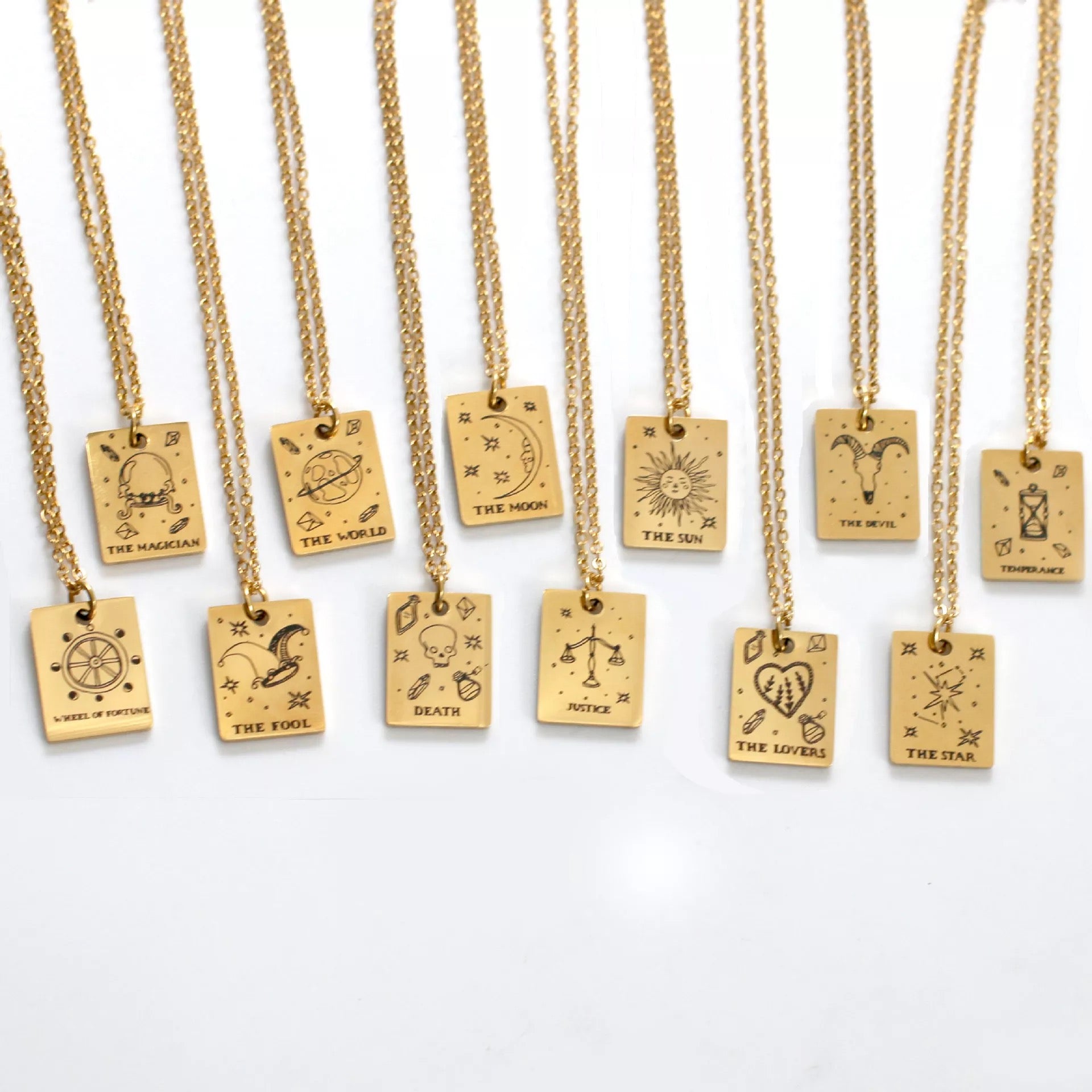 The world Tarot card gold necklace - Unisex gold plated metaphysical necklace