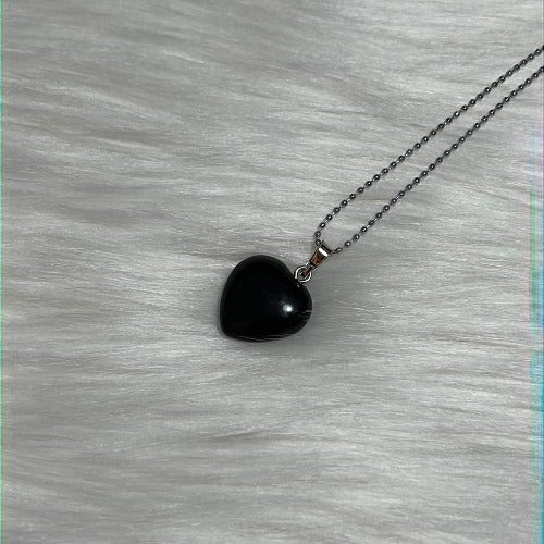 Black Agate heart necklace - Spiritual grounding