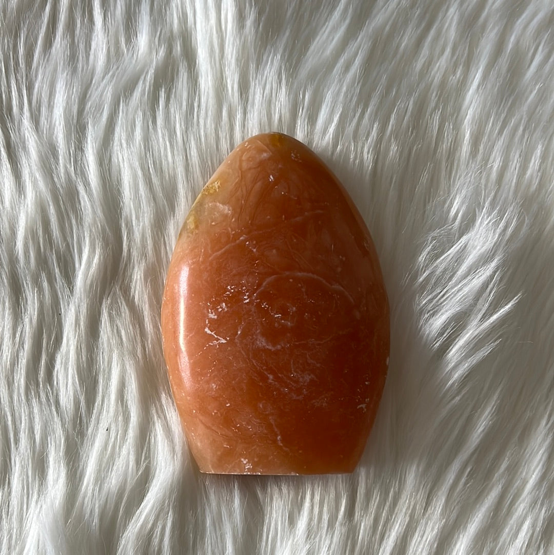 Orange Calcite crystal - Polished