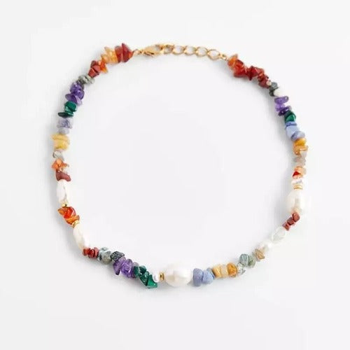 Healing crystals chips necklace- 7 chakras choker necklace