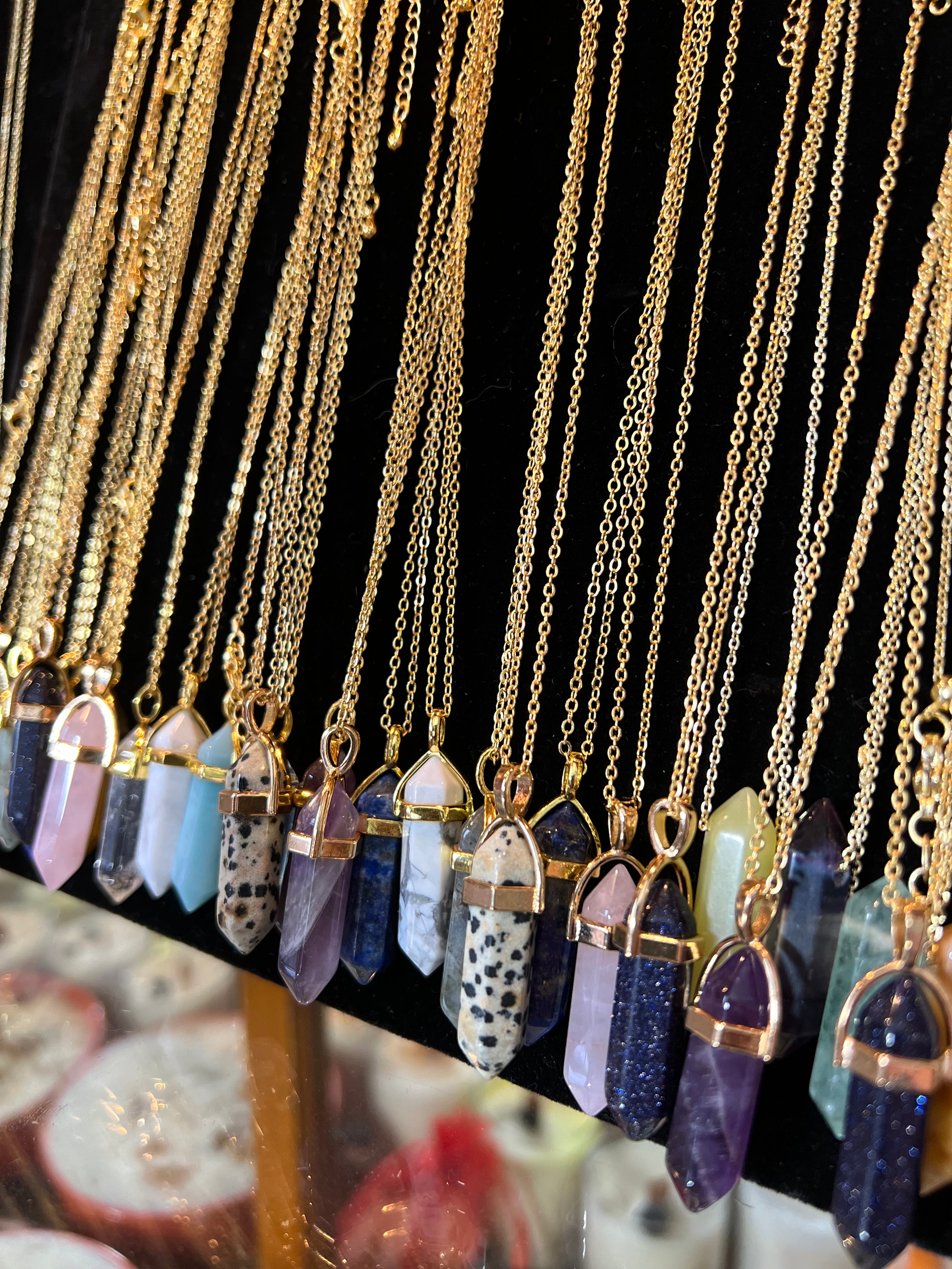 Classic Hexagon healing crystal necklaces - Gold chain