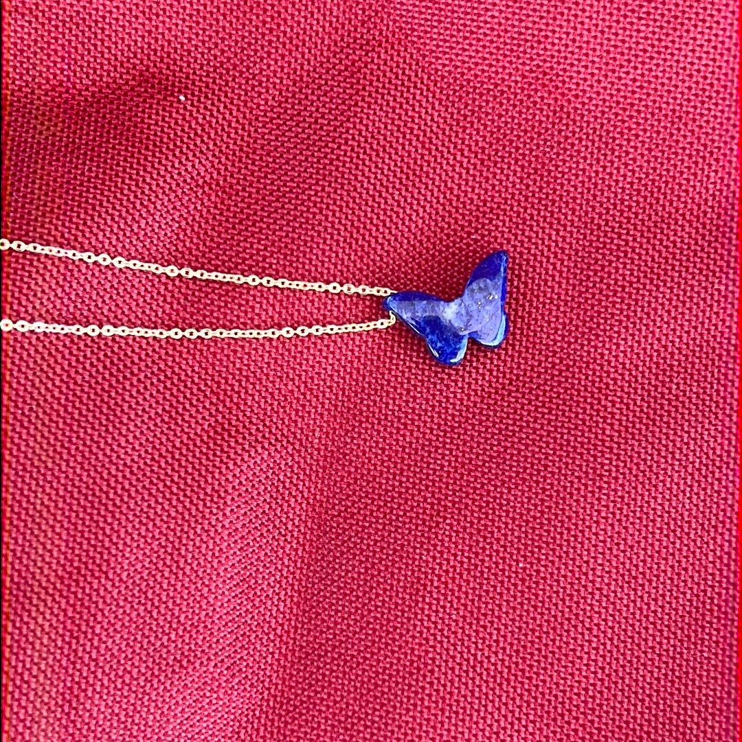 Butterfly Crystal necklace - Elegant Gold gemstone necklace