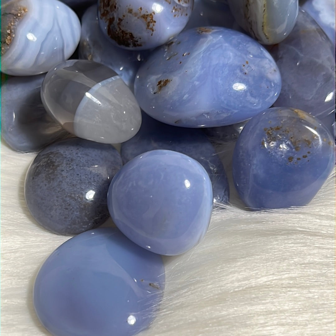 Blue Chalcedony tumble stones