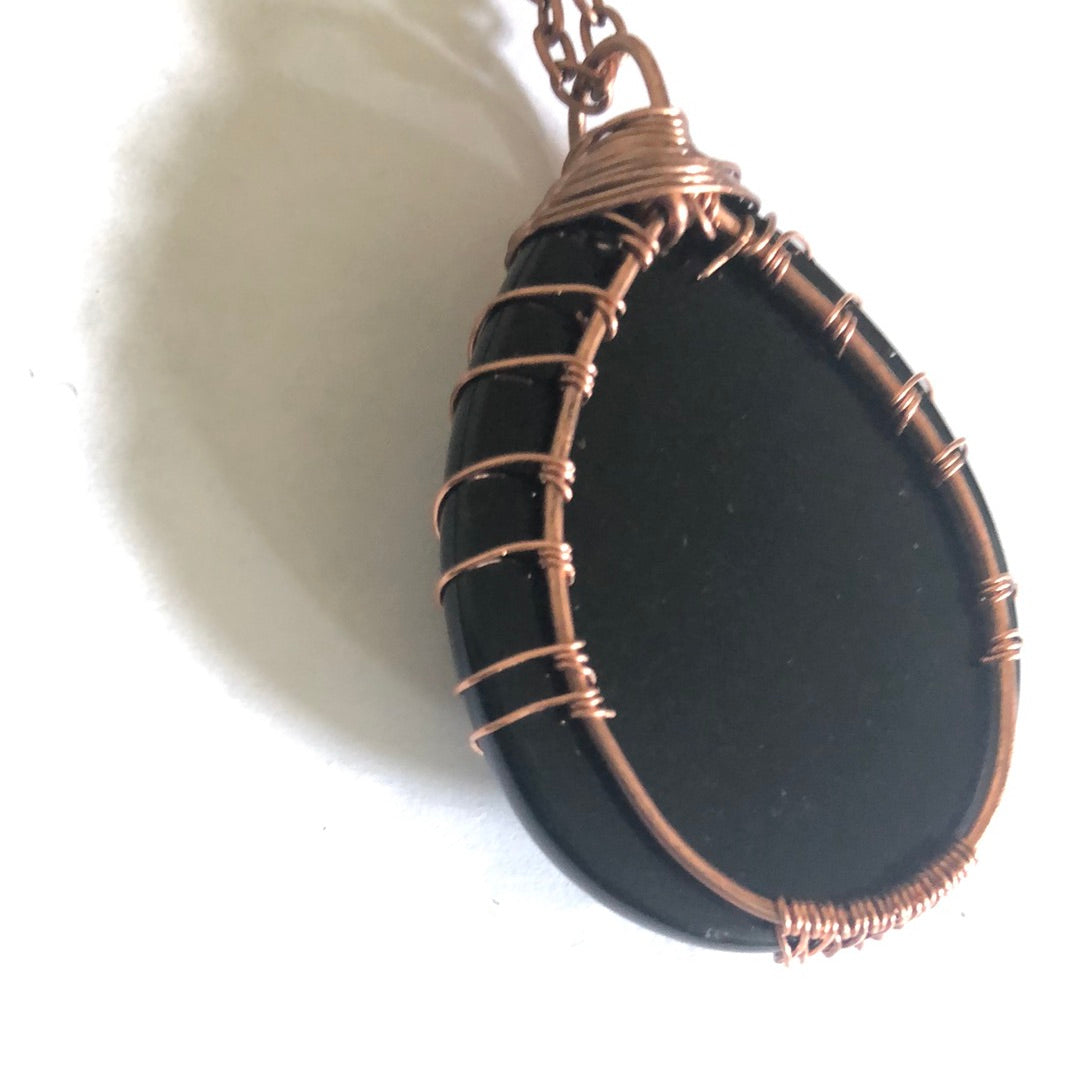 Tree of life necklace | Black Obsidian wire wrapped