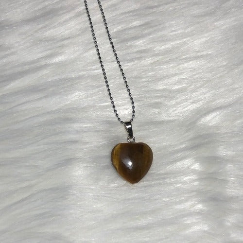 Tiger Eye stone heart necklace - Gemstone necklace