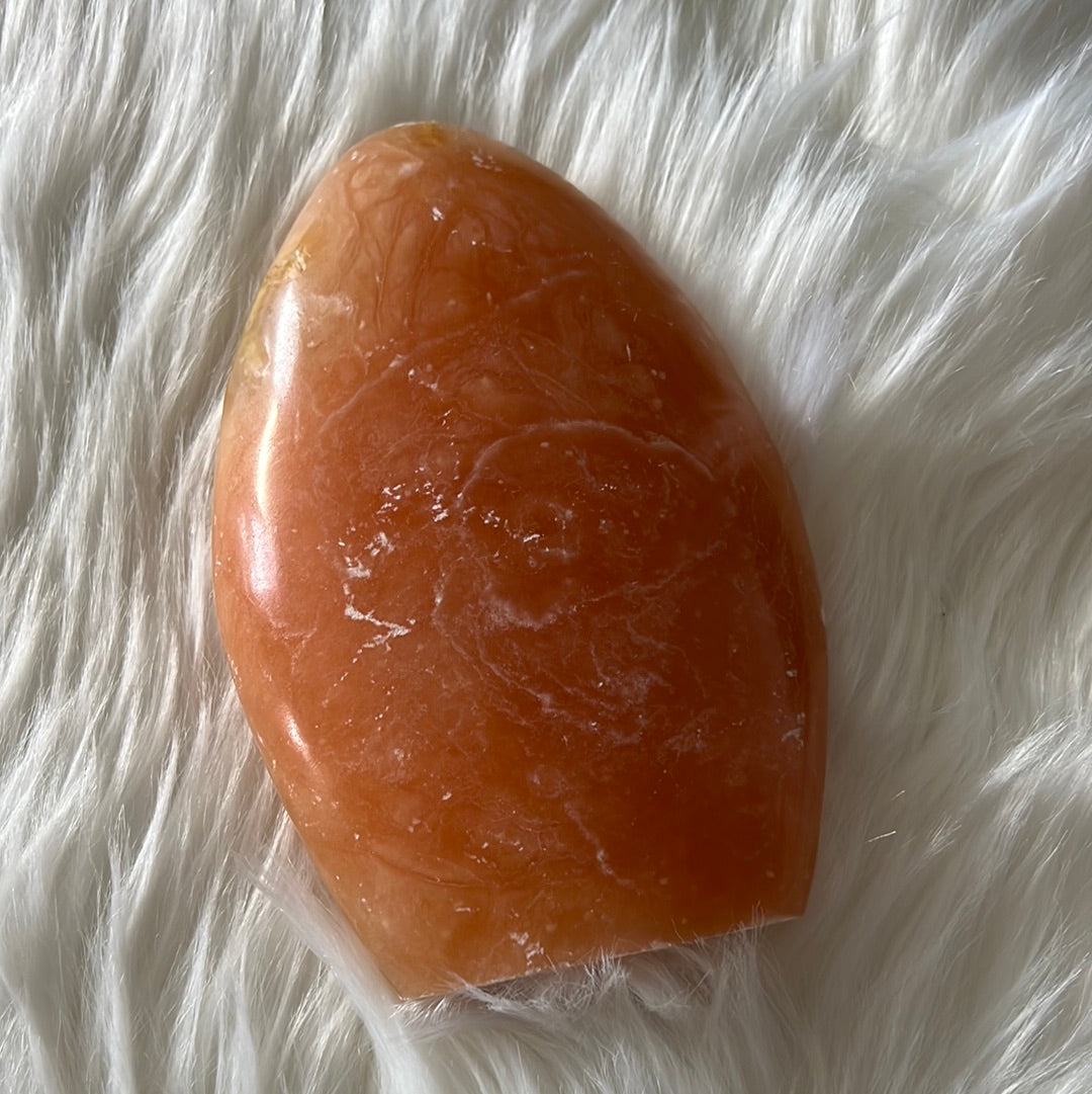 Orange Calcite crystal - Polished