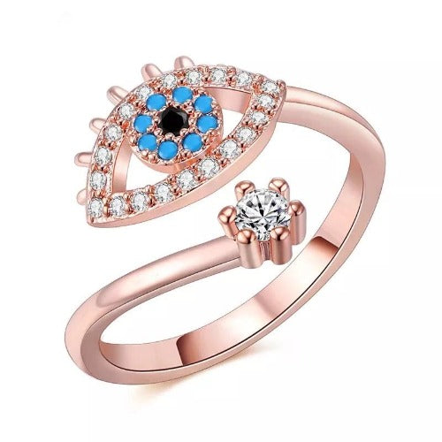 rose gold evil eye ring