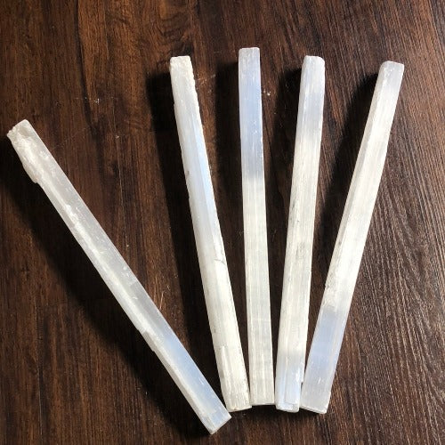 Big rough Selenite wand stick -  Raw Satin spar