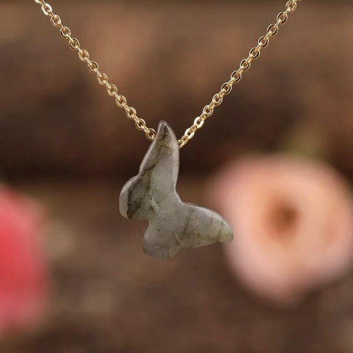 Labradorite butterfly necklace