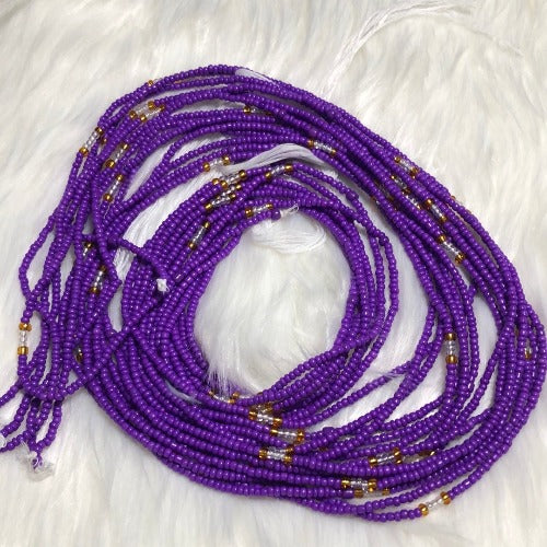 Royal Purple Authentic tie on waist beads - Plus size waist beads