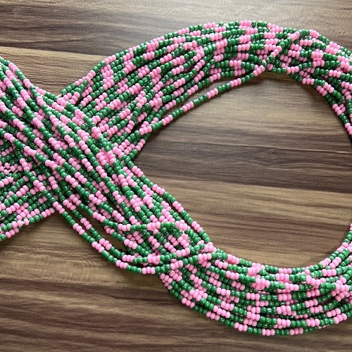 Pink & Green waist beads - AKA sorority inspired body jewelry