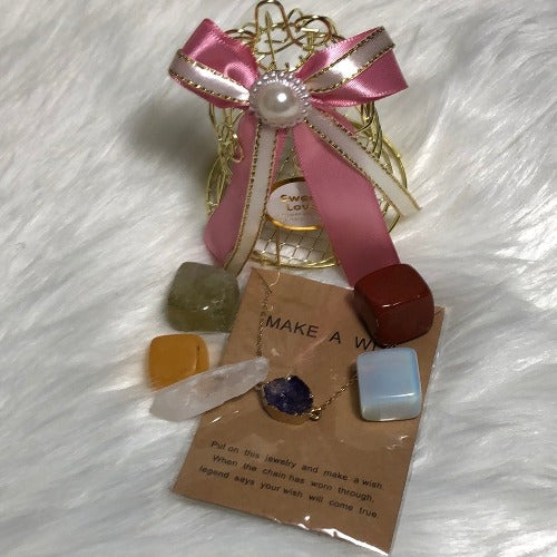 Crystal surprise gift set with a wish necklace - Valentine's day gift for her