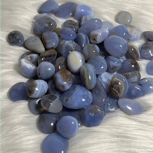 Blue Chalcedony tumble stones