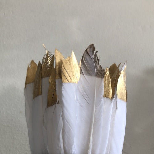 White & Gold Smudge feather