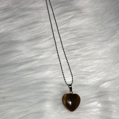 Tiger Eye stone heart necklace - Gemstone necklace