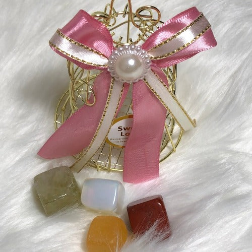 Crystal gift set for Valentine’s Day with Pink Zebra bracelet