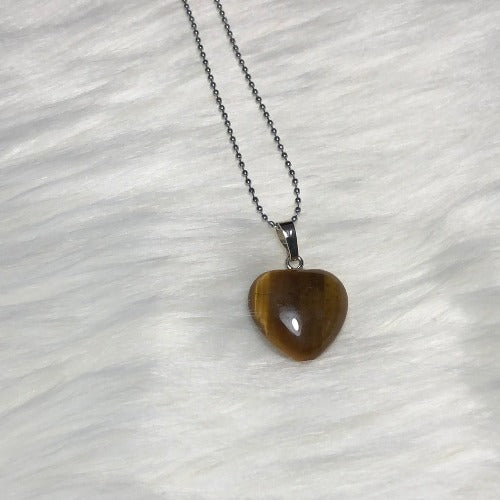 Tiger Eye stone heart necklace - Gemstone necklace