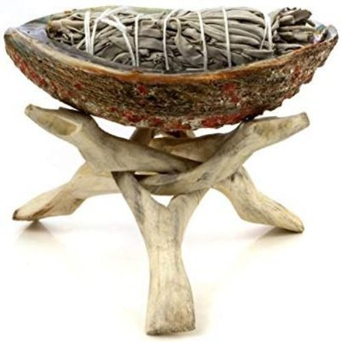 Abalone shell stand with sage smudge