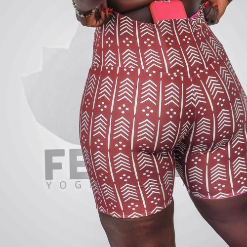 Afua Reversible Yoga shorts - High waist Biker Short -Back pocket