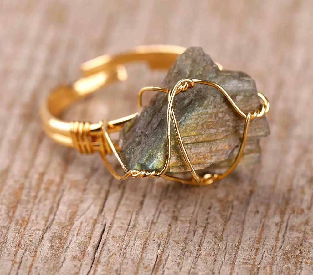 labradorite wire wrapped ring