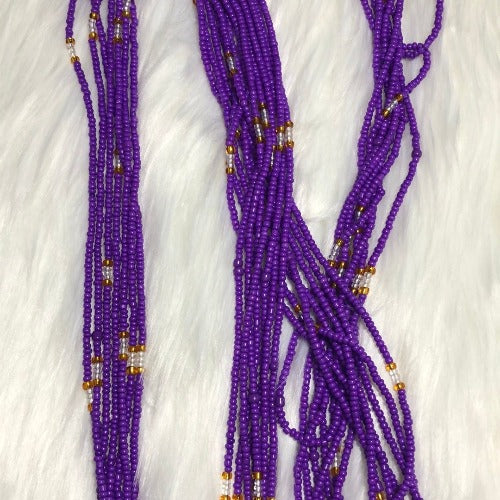 Royal Purple Authentic tie on waist beads - Plus size waist beads