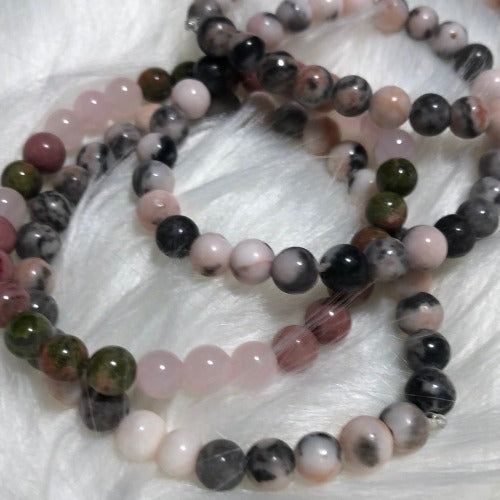 Pink Zebra Jasper Bracelet - Gemstone beads bracelet