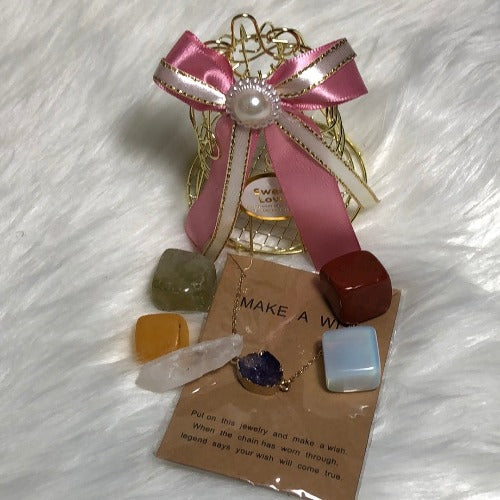 Crystal surprise gift set with a wish necklace - Valentine's day gift for her