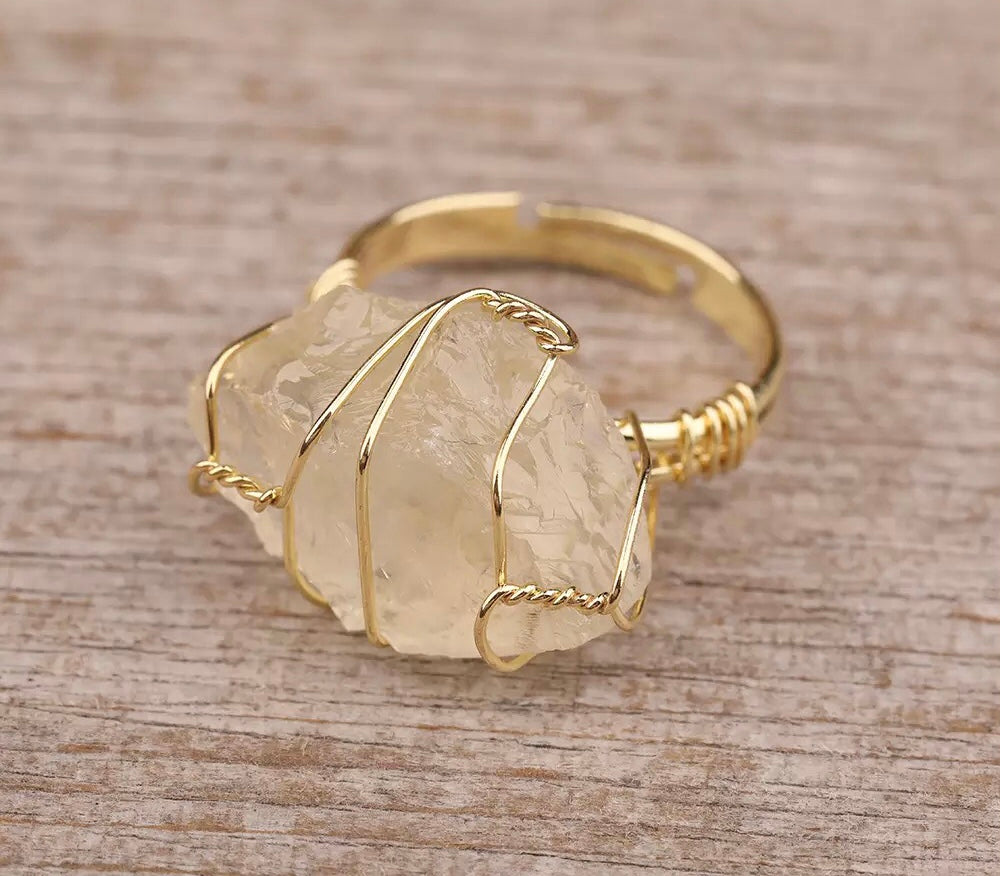 citrine wire wrapped ring