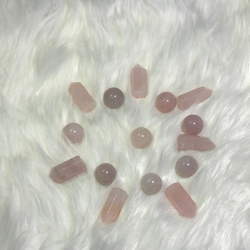 Pink Rose quartz crystal towers - Pink healing stone spheres