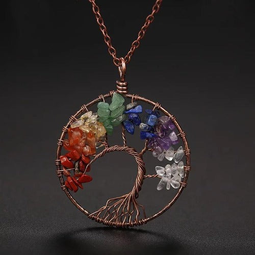 Tree of Life Chakra stone necklace